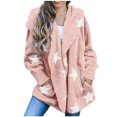 thumbnail image 1 of KIHOUT Womens Winter Long Sleeve Solid Fuzzy Fleece Open Front Hooded Cardigans Jacket Coats Outerwear with Pocket, 1 of 9