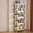 thumbnail image 4 of Birdeem Multipurpose Storage Cart with Wheels and Hooks,3-Tier Rolling Organizer Rack for Kitchen Bathroom Living Room,Space Saving Plastic Shelves Unit,Easy Assembly Mobile Storage Solution, 4 of 9