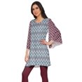 thumbnail image 2 of Moomaya Kurtis Courtes en Poly-Crêpe pour Femmes, Robe à Manches Kimono Imprimée, Haut Indien, 2 of 5