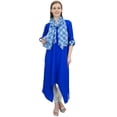 thumbnail image 2 of Bimba Kurta en Rayonne Bleu Royal pour Femme avec Foulard Ourlet Asymétrique Robe Ethnique - 20, 2 of 4