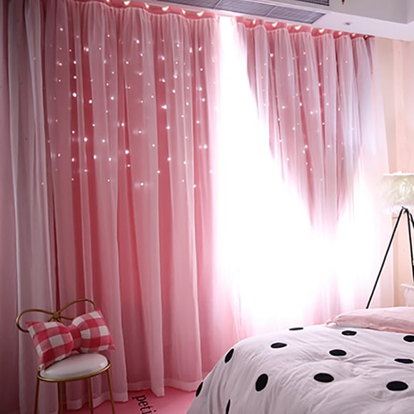 EGNMCR Curtains, Curtains for Bedroom Sky Sheer Curtain Tulle Window Voile Drape Valance Double-deck Window curtains