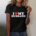 thumbnail image 2 of LUOGENLI T-shirts pour Femme pour Femmes Femmes Amusant Imprimé de Lettres J'aime Mon Mari Mode Décontractée Manches Courtes Col Rond T-Shirt T-shirts pour Femmes T-Shirt Graphique Drôle Fête de la Saint-Patrick Noir TG, 2 of 5