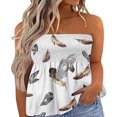thumbnail image 1 of Women‘s Strapless Tank Tops Sleeveless Pleated Gradient Color Ladies Summer Boho Print Loose Fit Pullover, 1 of 6