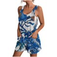 thumbnail image 1 of Pisexur Femmes Casual Grande Taille Combinaison Summer Floral Sans Manches Moulante Sangle Spaghetti Réglable Extensible Shorts une Pièce Combinaisons avec Poches S-3XL, 1 of 5