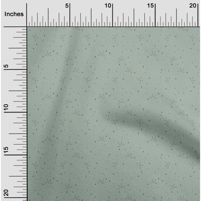 oneOone Cotton Silk Fabric Triangle & Cat Face Animal Print Fabric by Yard 42 Inch Wide