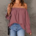 thumbnail image 4 of Pompotops Mode Femmes T-Shirt à une Épaule Manches Longues Tee Décontracté Blouse Liquidation, 4 of 8