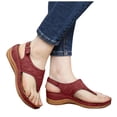 thumbnail image 4 of Ketyyh-chn99 Sandales d'Été Chaussures pour Femmes Sandales à Enfiler pour Femmes Mousse à Mémoire Wedge Pantoufles Tongs pour Femmes Sandales pour Femmes (Rouge, 9.5-10), 4 of 5