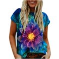 thumbnail image 2 of CHGBMOK T-Shirts Grande Taille pour Femmes Été T-Shirt Décontracté à Manches Courtes Imprimé Col Rond Blouse T-Shirt Hauts Dames Hauts de Plage Été en Liquidation, 2 of 4
