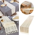 thumbnail image 1 of Macrame Woven Lace Boho Table Runner With Decorative Tassels For Bohemian Wedding Bridal Shower And Farmhouse Home, 1 of 3