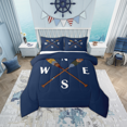 thumbnail image 1 of Erosebridal Retro Paddle Compass Comforter Sets King Size, Rustic Lake House Countryside Comforters & Duvets, REversible 3 Pieces, Microfiber, 1 of 7