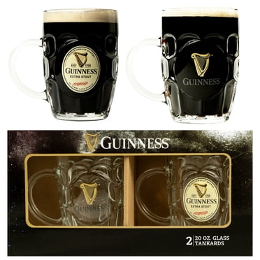Guinness Glasses 20oz Beer Glasses Two Pack Pint Tankard Compatible with Guinness Harp Logo