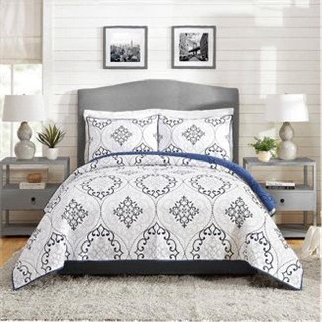 Modern Heirloom Collection A069019NYNDS Chambers Quilt Set, Navy - Full & Queen Size - 3 Piece