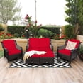 thumbnail image 1 of Costway 5PCS Patio Rattan Furniture Set Loveseat Sofa Ottoman W/Red Cushion, 1 of 10
