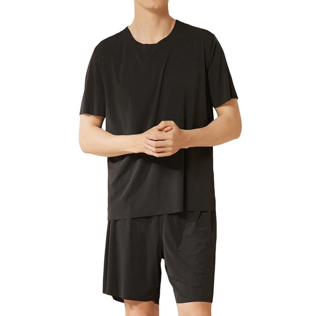 WRKEKC Ensemble de Pyjama pour Homme Décontracté Col Rond Manches Courtes Short Ensemble de Nuit pour Homme Été Tenue d'Intérieur