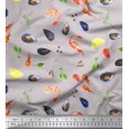 thumbnail image 1 of Soimoi Poly Georgette Fabric Gemstone,Lemon Slice & Prawns Food Print Fabric by the Yard 42 Inch Wide, 1 of 1