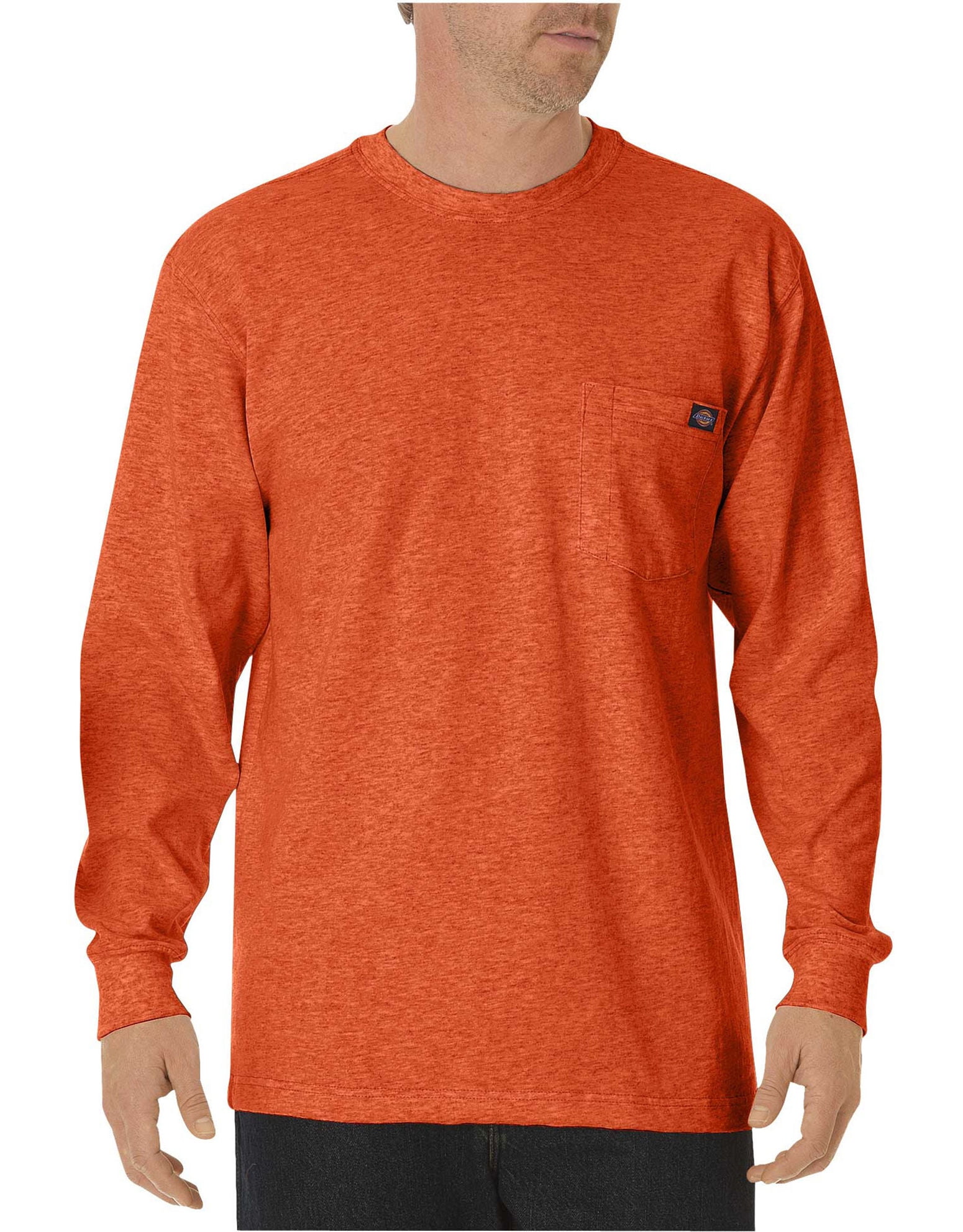Dickies Mens Long-Sleeve Heavyweight Crew-Neck T-Shirt, 3T, Orange