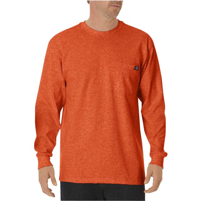 Dickies T-Shirt à Manches Longues pour Homme, Col Ras du Cou, Poids Lourd, 3X, Orange