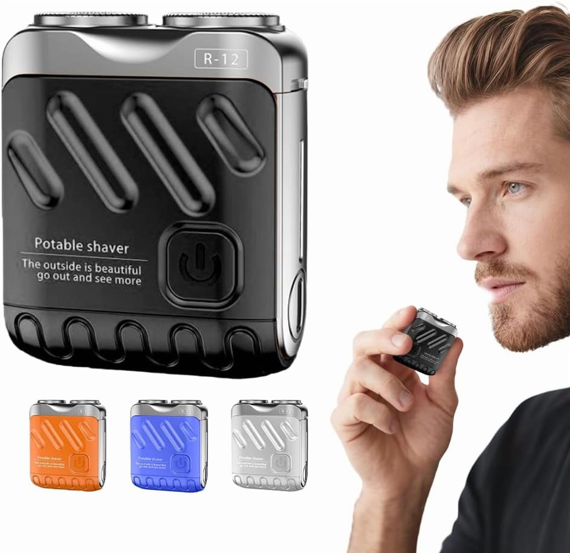 Portable Rotary Dual Ring Electric Shaver Black