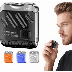Portable Rotary Double Anneau Électrique Shaver Noir