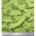 thumbnail image 1 of Soimoi Green Velvet Fabric Branch & Bird Text Print Fabric by Yard 58 Inch Wide, 1 of 5
