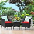 thumbnail image 1 of Costway Ensemble de Mobilier d'Extérieur 3 Pcs en Rotin PE Osier Chaises Table Basse Jardin Rouge, 1 of 1
