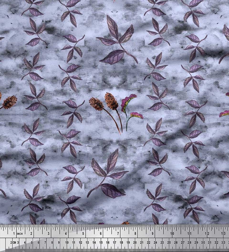 Soimoi Polyester Georgette Fabric Leaves Fabric Prints by Yard 42 Inch Wide
