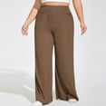 thumbnail image 3 of Timegard Plus Size Pants for Women High Waist Ruched Loose Comfy Lounge Pants Wide Leg Workout Trousers, 3 of 6