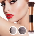 thumbnail image 2 of 1 PCS Double Head Makeup Brush, Wooden Handle, Skin-Friendly Material, for Foundation/Powder/Eye Shadow, 2 of 8