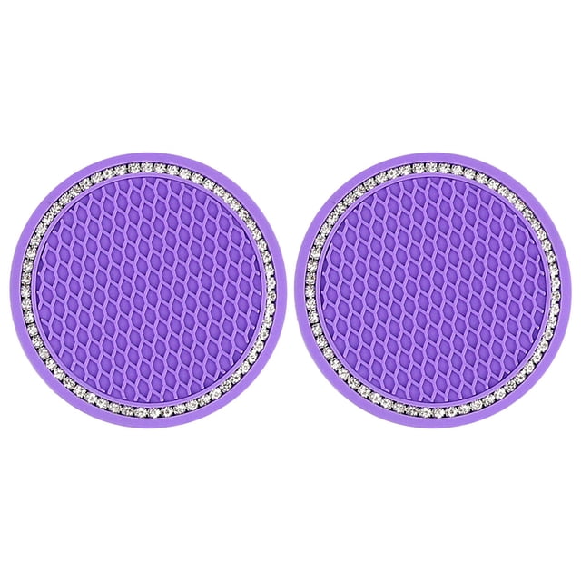 2Pcs Car Diamond Cup Mat Bottle Seat Cushion Non-Slip Silicone Cushion