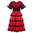 thumbnail image 3 of RUNQHUI Robe de Festival Espagnole pour Filles avec Franges Jupe Maxi Lyrique à Volants Tenue de Danse Rouge&Noir 12, 3 of 7