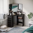 thumbnail image 2 of HOMCOM Coiffeuse d'Angle, Bureau de Maquillage avec Miroir 3 Pcs et 5 Tiroirs, 2 of 10
