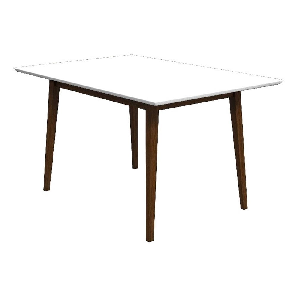 Table à Manger Rectangulaire Imani de Style Moderne en Bois Massif avec Dessus Noyer/blanc