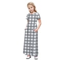 thumbnail image 1 of biudgviw Robe Décontractée pour Filles à Carreaux Manches Courtes Col Rond Robe Longue d'Été avec Poches 4-14 Ans, 1 of 7