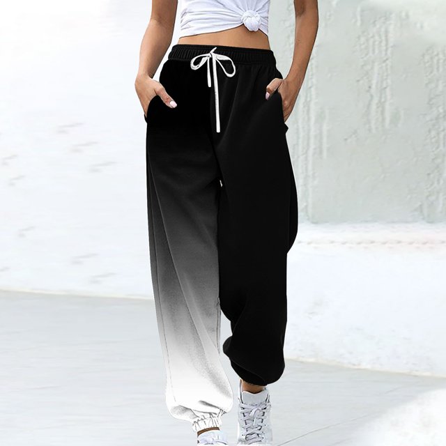 TIMIFIS Sweatpants Women High Waisted Baggy Sweatpants Fall Casual Gradient Printed Drawstring Jogger Pants with Pocket