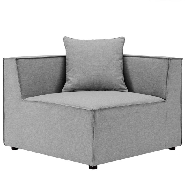 Modway Saybrook Fabric Upholstered Outdoor Patio Sofa Corner Chair in Gray