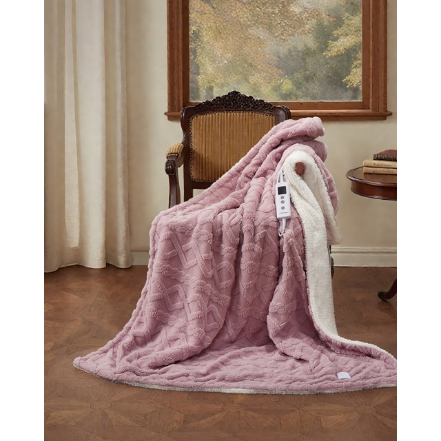 Heated Throw Blanket - Thick Tufted Sherpa Electric Blanket Throw with 10 Heating Levels and 10 Time Settings, Machine Washable Fast Heating Blanket Throw Christmas Birthday Gifts