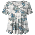 thumbnail image 1 of Woman Plus Size Short Sleeve Floral Blouses Henley T-Shirts V Neck Button Tunic Tops  M-4xl, 1 of 3