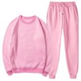 thumbnail image 1 of Weiqiqre Sweats for Men Sets Solid Color Loose Fit Basic Pullover Round Neck Sweatshirt Sport Jogging Suits, 1 of 7