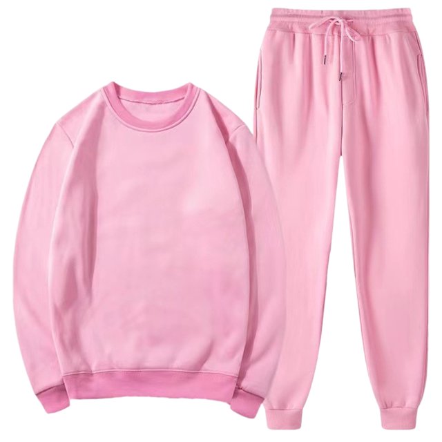 Weiqiqre Sweats for Men Sets Solid Color Loose Fit Basic Pullover Round Neck Sweatshirt Sport Jogging Suits