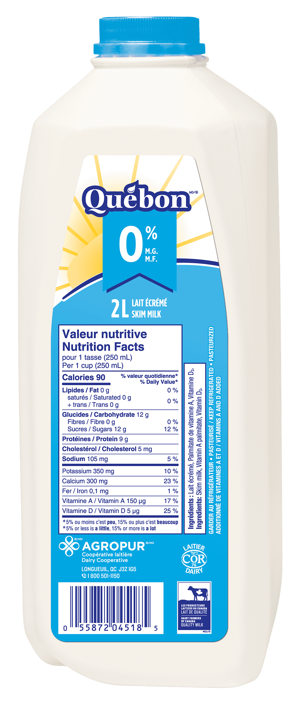 Québon Skim 0% Milk 2L