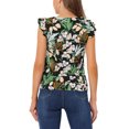 thumbnail image 3 of INSPIRE CHIC Women's Tropical Printed Square Neck Ruffle Tank Top XS Black, 3 of 6