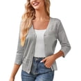 thumbnail image 1 of RXIRUCGD Women's Long Sleeved V-neck Solid Color Knitted Cardigan Sweater Jacket, Gray, Size: M, 1 of 4