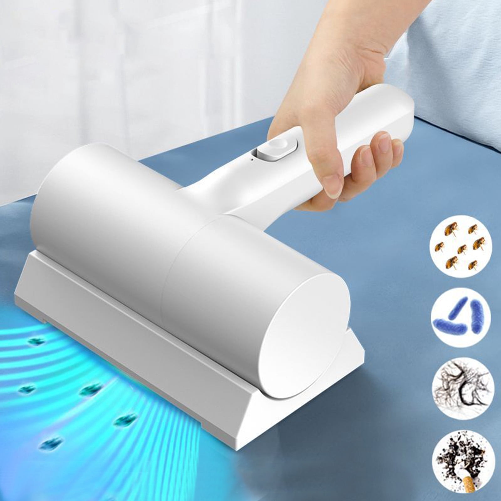 Mefallenssiah Bed Vacuum Cleaner, Handheld Deep Mattress Vacuum Cleaner, Household High-Frequency Double Beat Vacuum Remover Cleaning Machine for Mattress