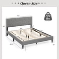 thumbnail image 3 of Costway Queen Size Bed Frame with Linen Fabric Upholstered Headboard & Wooden Slat Support, 3 of 10