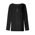 thumbnail image 4 of Timegard Eyelet Tops for Women Notched V Neck Button Blouse Dressy Casual Long Sleeve Loose Tops Fall, 4 of 4