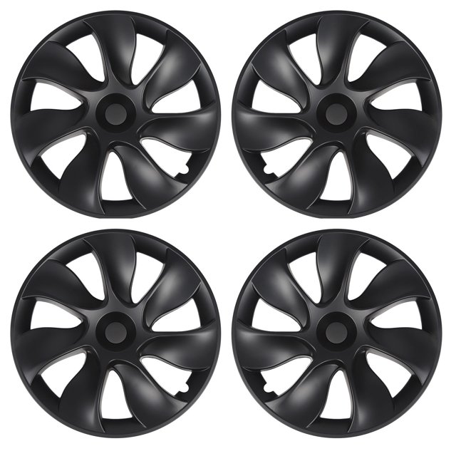 4 Pcs Capuchons de Moyeu pour Roues de 19 Pouces Couverture Complète Remplacement pour Tesla Modèle Y 2020 à 2023 Noir Mat