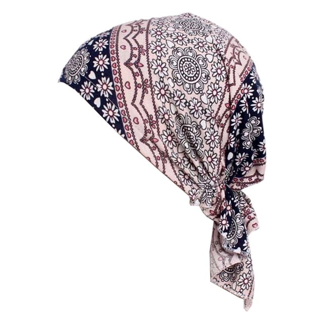 tredstone Bonnet Chimio Imprimé Foulard Femme Coton Turban Musulman Extensible Perte de Cheveux Baotou