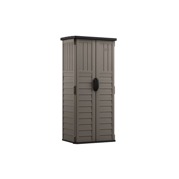 Suncast Remise de rangement verticale – Couleur pierre Résine à parois multiples - Capacité de 22 pi³, couverture de 10 pi²