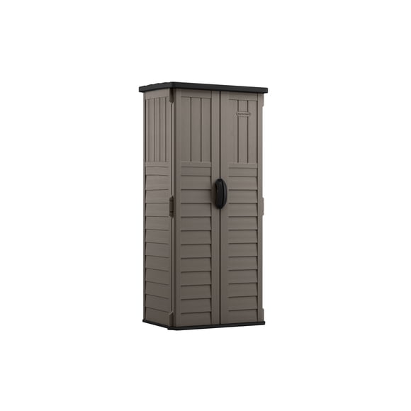 Suncast Remise de rangement verticale – Couleur pierre Résine à parois multiples - Capacité de 22 pi³, couverture de 10 pi²