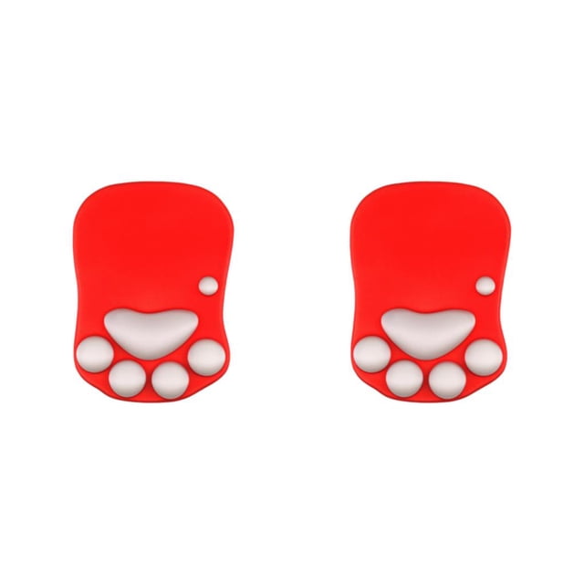 relayinert Stylish Cat Paw Gaming Mouse Mat Wrist Protection Non-slide Base Safe Cute DS-001 bright red 2Set